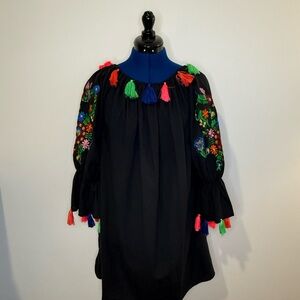 Valzera Embroidered Tassel Tunic Dress